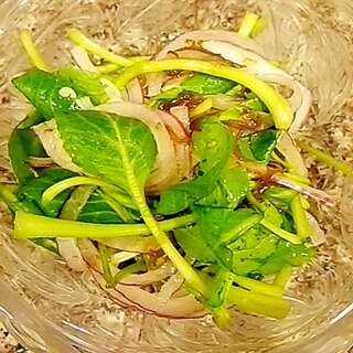 菜っ葉と紫玉ねぎのもずく酢和え